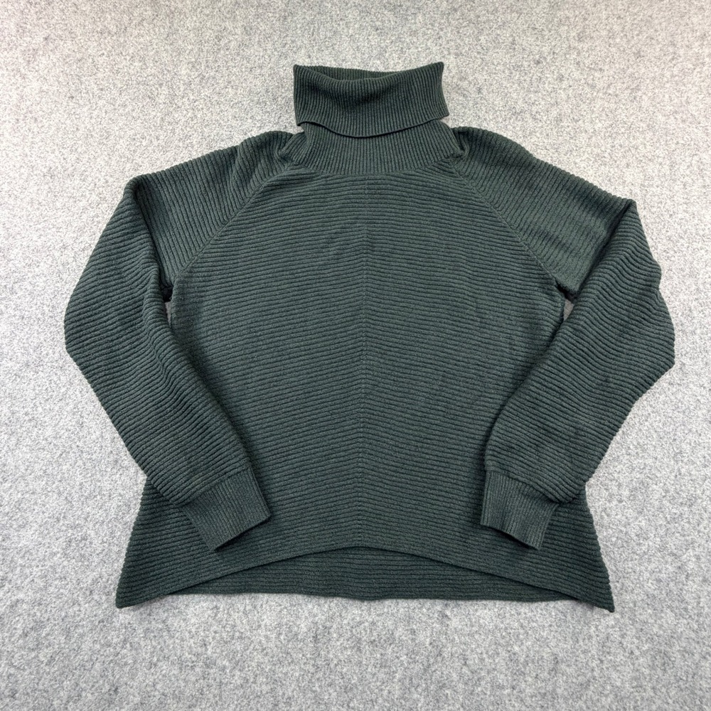 Kuhl Womens Green Ribbed Turtleneck Sweater Merino Wool Blend Size M